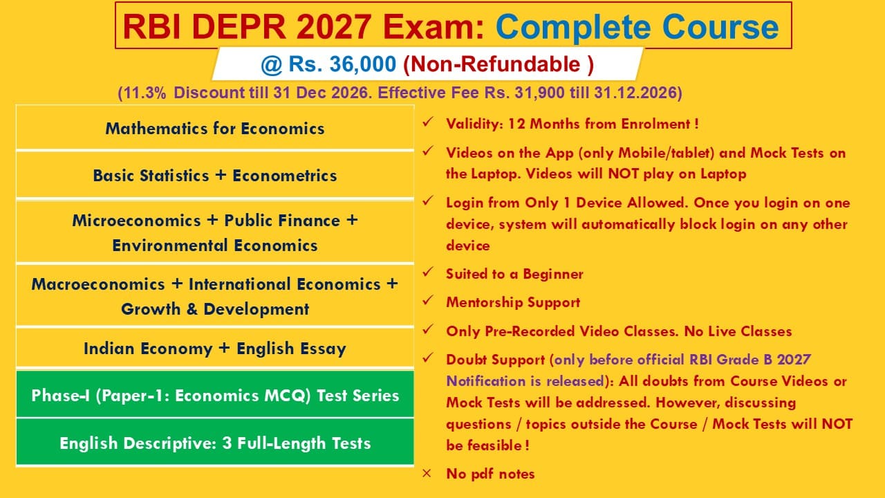 RBI DEPR Online Coaching Course 2027
