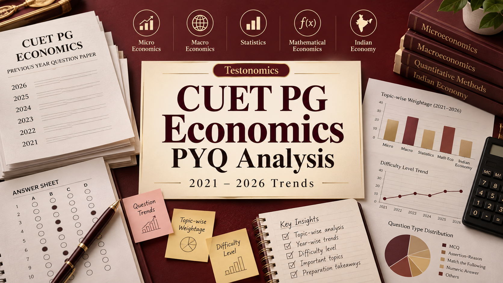 CUET PG Economics PYQ analysis of 2021 to 2026 previous year papers