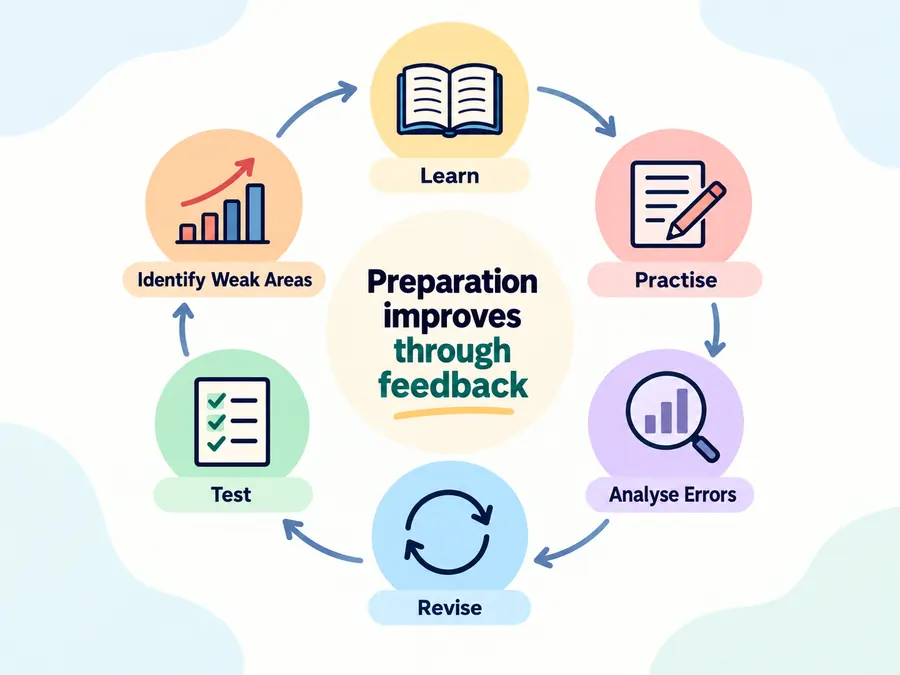 CUET PG Economics preparation cycle from learning and practice to revision, testing and improvement